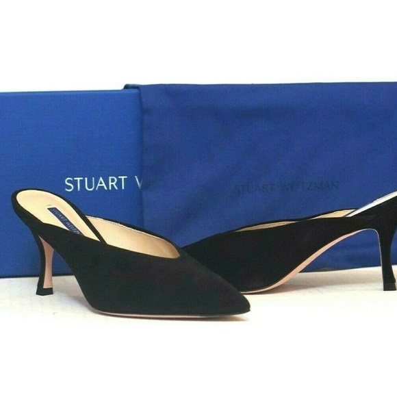 STUART WEITZMAN Shoes - STUART WEITZMAN Black Suede "LULAH" Pump Mules